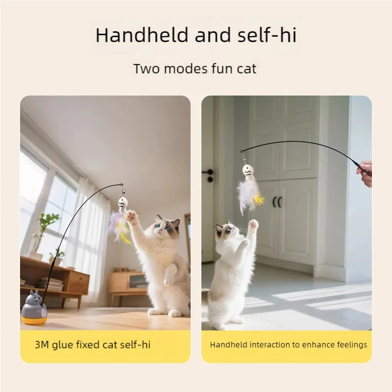 Steel Wire Long Pole Rotating Cat Teasing Stick