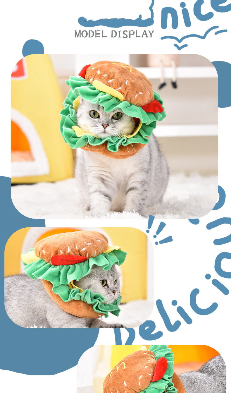Burger Shaped Cat Hat